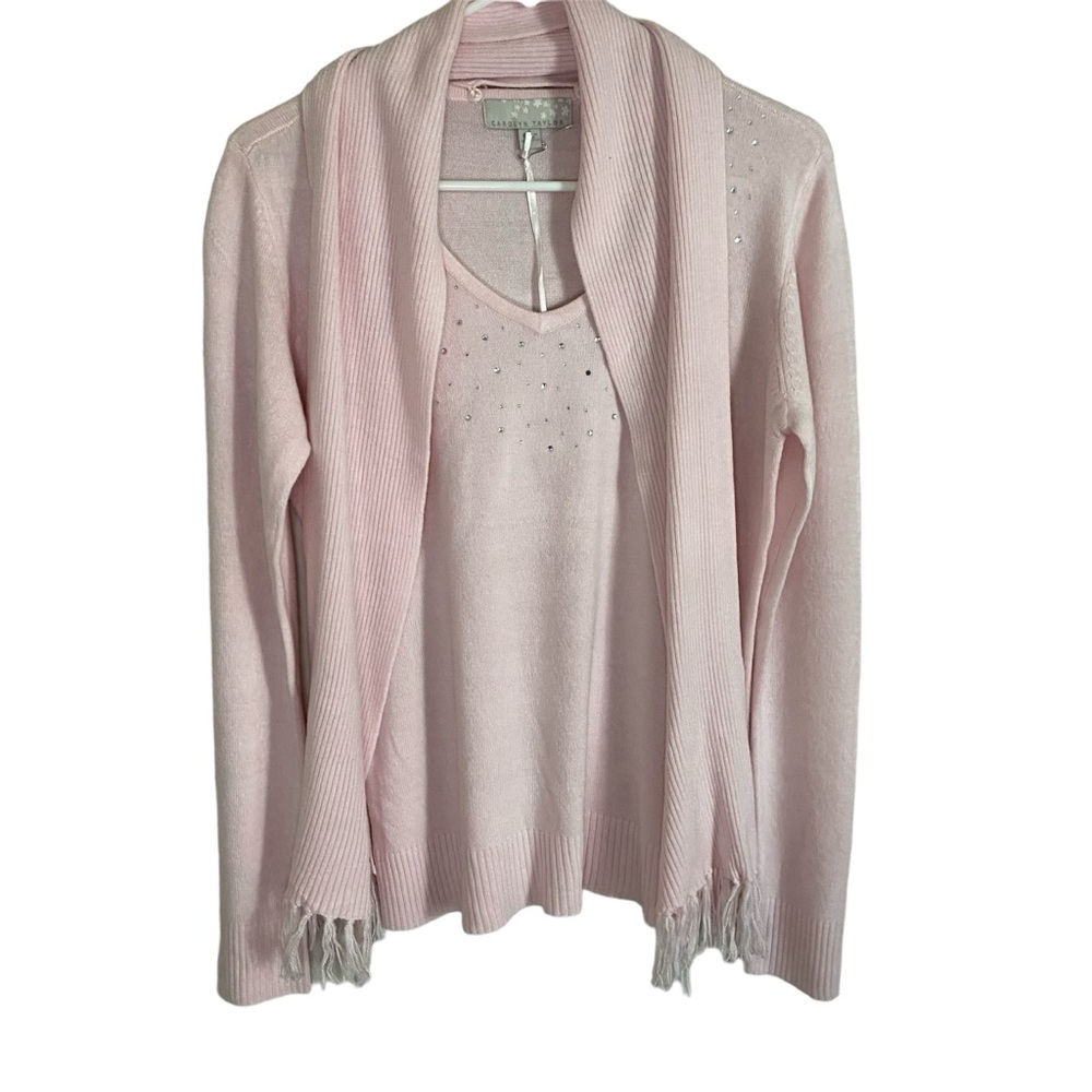 Women’s Carolyn Taylor Light Pink Soft Sweater with Matching Scarf